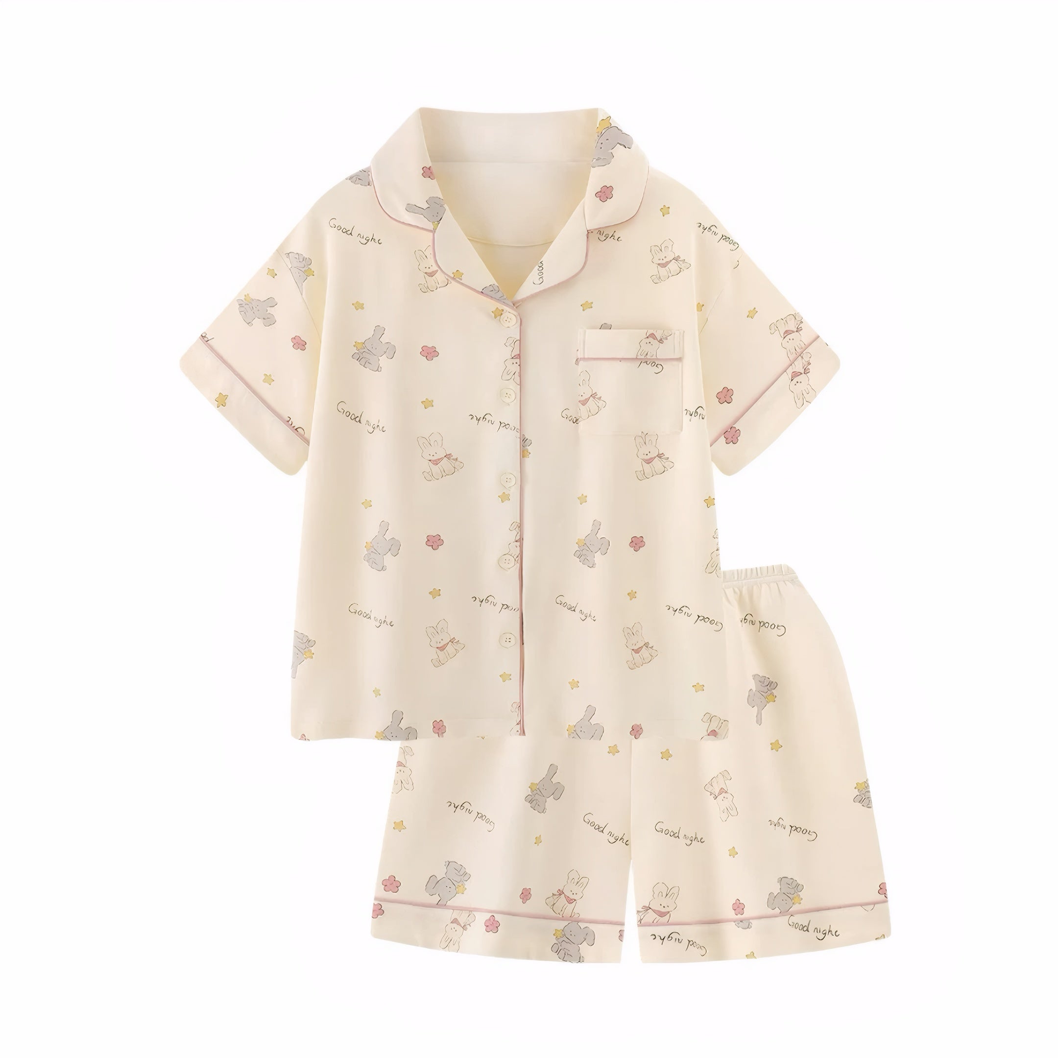 cute pajama set women’s summer sleepwear cotton loungewear cartoon print pajamas